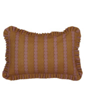 Kussen streep ruffled hart bruin 55 x 53 cm