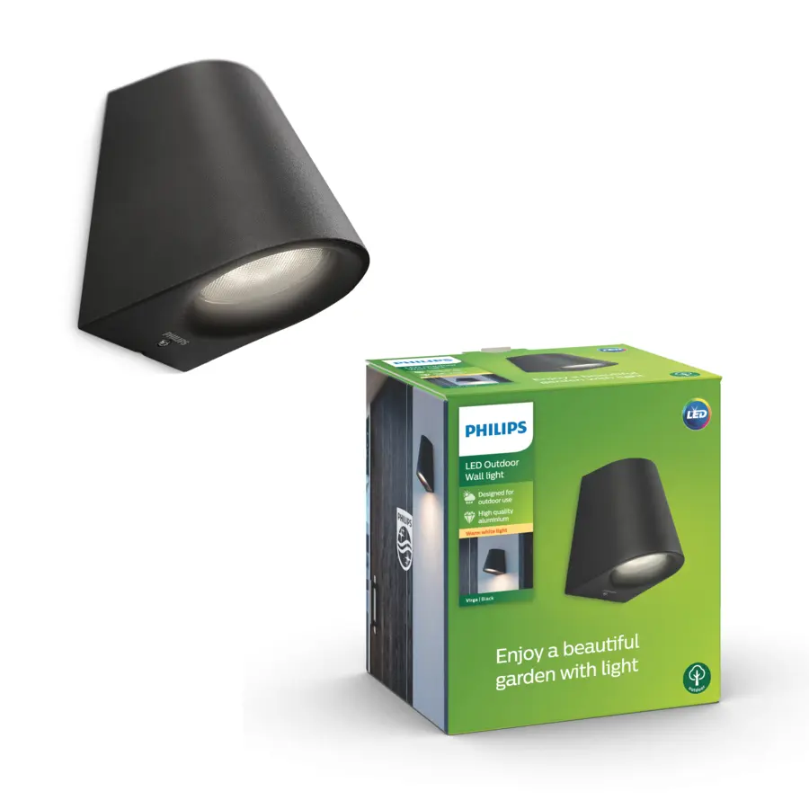 Philips wandlamp My Garden Virga 3W LED verlichting zwart