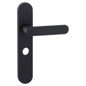 Karwei deurkruk set Bolton ovaal schild vrij-bezet sluiting 63/8 mm zwart RVS