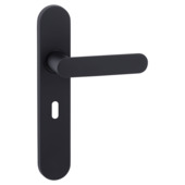 Karwei deurkruk set Bolton ovaal schild sleutelgat 56 mm zwart RVS