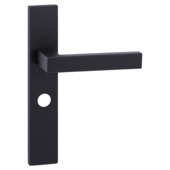 Karwei deurkruk set Chelsea recht schild vrij-bezet sluiting 63/8 mm zwart RVS