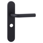 Karwei deurkruk set Henry ovaal schild vrij-bezet sluiting 63/8 mm zwart RVS