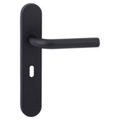 Karwei deurkruk set Henry ovaal schild sleutelgat 56 mm zwart RVS