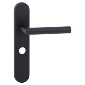Novidade deurkrukset Porto ovaal schild met vrij-bezet sluiting 63/8 mm zwart RVS