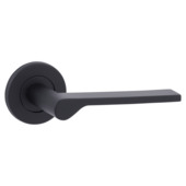 Karwei deurkruk set Warwick rond rozet zwart RVS