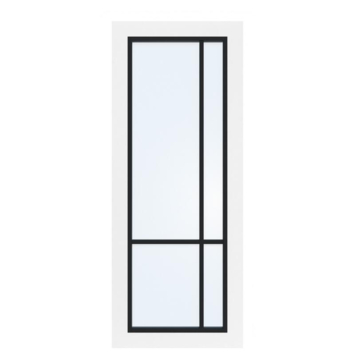 Arne & Bodil binnendeur ABD521 blank glas - wit afgelakt - glaslat diep zwart