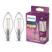 Philips LED kaars E14 1,9 W 2 stuks filament helder niet dimbaar