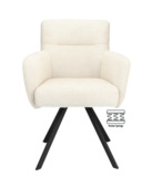 Eetkamerstoel Dane Mito naturel beige chenille stof met armleuning