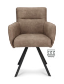 Eetkamerstoel Dane Cowboy stone bruin chenille stof met armleuning