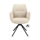 Eetkamerstoel Onne Lia beige jacquard stof met armleuning