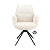 Eetkamerstoel Onne Lia linen wit jacquard stof met armleuning