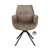 Eetkamerstoel Onne Movie taupe chenille stof met armleuning