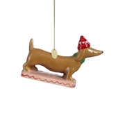 Kersthanger keramiek teckel hond ornament 12x8,5 cm