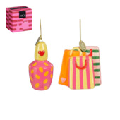 Kersthanger cadeau set nagellak en shoptas keramiek