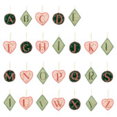 Kersthanger ornament alfabet letters groen roze keramiek per stuk