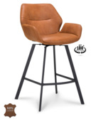 Barkruk Weston Bull camel bruin leer met armleuning