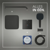 Grohe Precision Thermostat Perfect inbouw douchesysteem met  Vitalio Comfort 250 hoofddouche vierkant Mat Zwart
