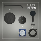 Grohe Precision Thermostat Perfect inbouw douchesysteem met  Vitalio Comfort 250 hoofddouche rond Mat Zwart