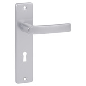 Karwei deurkruk set Blok recht schild sleutelgat 56 mm aluminium