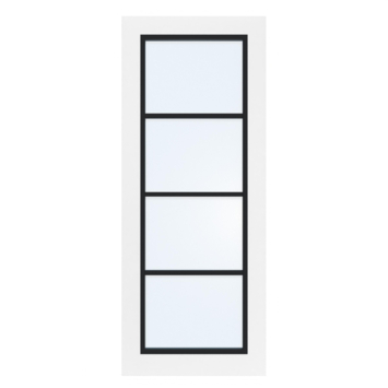 Arne & Bodil binnendeur ABB103 blank glas - wit afgelakt - glaslat diep zwart