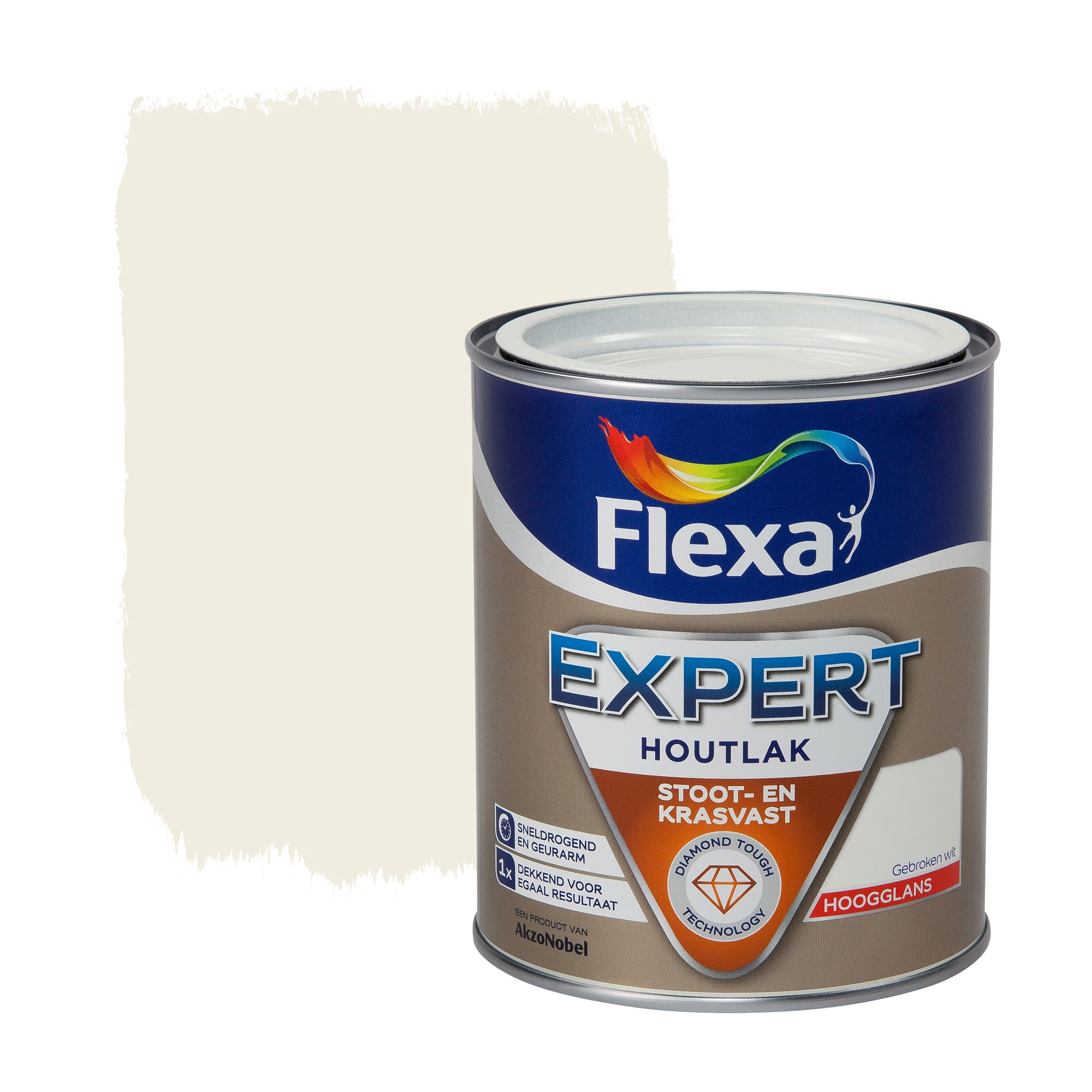 Flexa Expert Houtlak Hoogglans Ral 9010 Gebroken Wit 750 Ml flexa kopen in de aanbieding