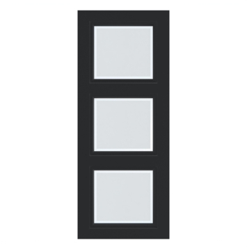 Arne & Bodil binnendeur ABT306 mat glas met blanke rand - diep zwart afgelakt