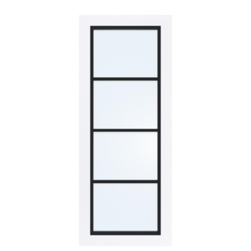 Arne & Bodil binnendeur ABD524 blank glas - extra wit afgelakt - glaslat diep zwart