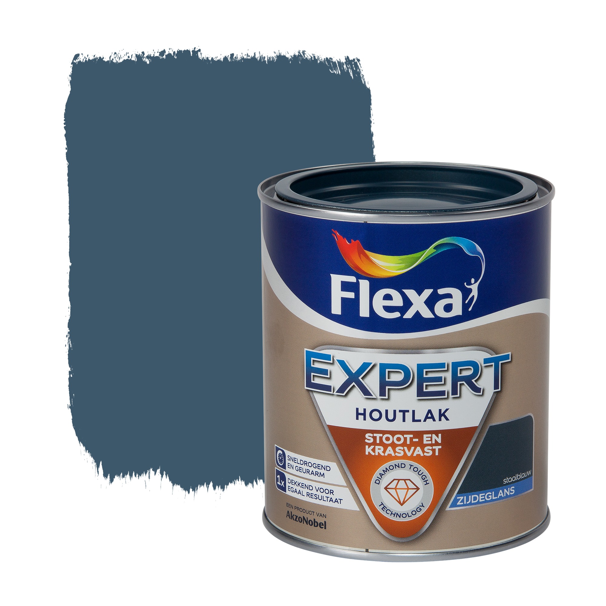 Flexa Expert Houtlak Zijdeglans Staalblauw 750 Ml flexa kopen in de aanbieding