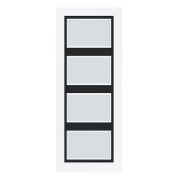 Arne & Bodil binnendeur ABB102 mat glas met blanke rand - extra wit afgelakt - glaslat diep zwart