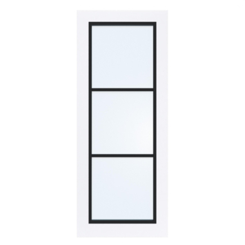 Arne & Bodil binnendeur ABB104 blank glas - extra wit afgelakt - glaslat diep zwart