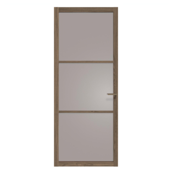 Arne & Bodil binnendeur ABE101 brons glas - donker eiken houtlook afwerking