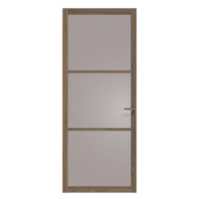 Arne & Bodil binnendeur ABE101 brons glas - donker eiken houtlook afwerking