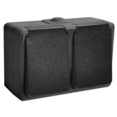 Handson Opbouw Stopcontact 2-voudig RA Spatwaterdicht Zwart