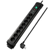 Handson stekkerdoos 8-voudig met schakelaar zwart 2,5 m