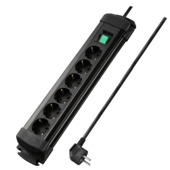 Handson stekkerdoos 6-voudig met schakelaar zwart 3 m