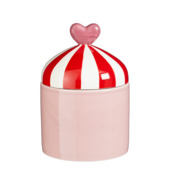 Voorraadpot roze met hartje 20,5 x Ø 14 cm