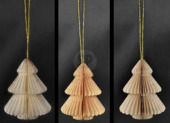Kerstdecoratie hanger kerstboom papier divers 8 cm per stuk