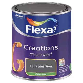 Flexa Creations muurverf extra mat industrial grey 1 liter
