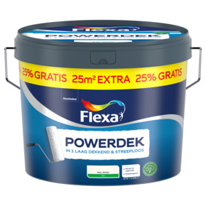 Flexa Powerdek muurverf mat RAL 9010 gebroken wit 10 liter + 25% GRATIS
