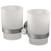 Haceka Kosmos dubbele tandenborstelhouder beker glas RVS