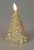 Kerstdecoratie LED kaars boom goud paraffine 11 cm op batterij