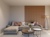 Kleurstaal lattenwand Decowall Blend ton sur ton rustiek eiken 25x30cm