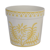 Keramieken pot Ø27x25 cm wit en geel