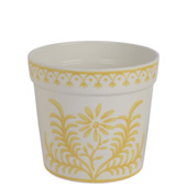 Keramieken pot Ø21x19 cm wit en geel