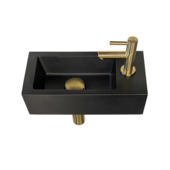 Marho fonteinset compleet rechts Ondine S mini zwart + geborsteld messing