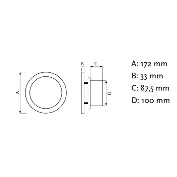 IVC Air Design inbouwventilator rond met timer en vochtsensor wit 100 mm