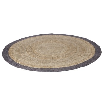 Vuilnisbak scheren bekken WOOOD vloerkleed sisal naturel met grijze rand rond 200 cm | Karwei