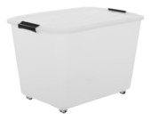 Iris Rollerbox opbergbox transparant kunststof met wieltjes 60 L