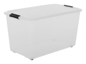 Iris Rollerbox opbergbox transparant kunststof met wieltjes 70 L