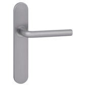 Karwei deurkruk set Gino ovaal blind schild RVS look aluminium